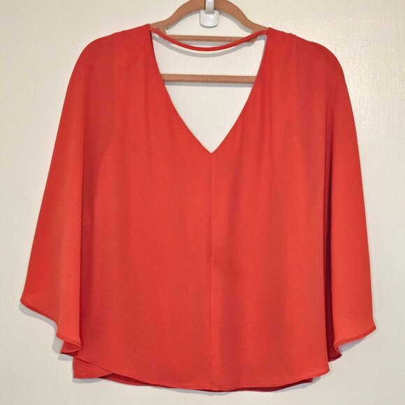 BSBGMaxAzria Shannah Short Batwing Sleeve Top Blouse XS Coral - Picture 2 of 6